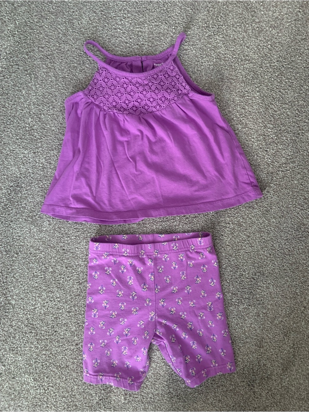 Girls' Purple Tank Top & Shorts Set - Floral Print Shorts